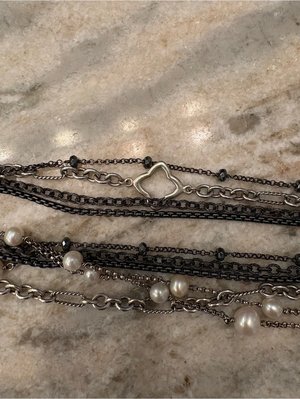 David Yurman Pearl & Hematine Midnight Multi-Strand Necklace